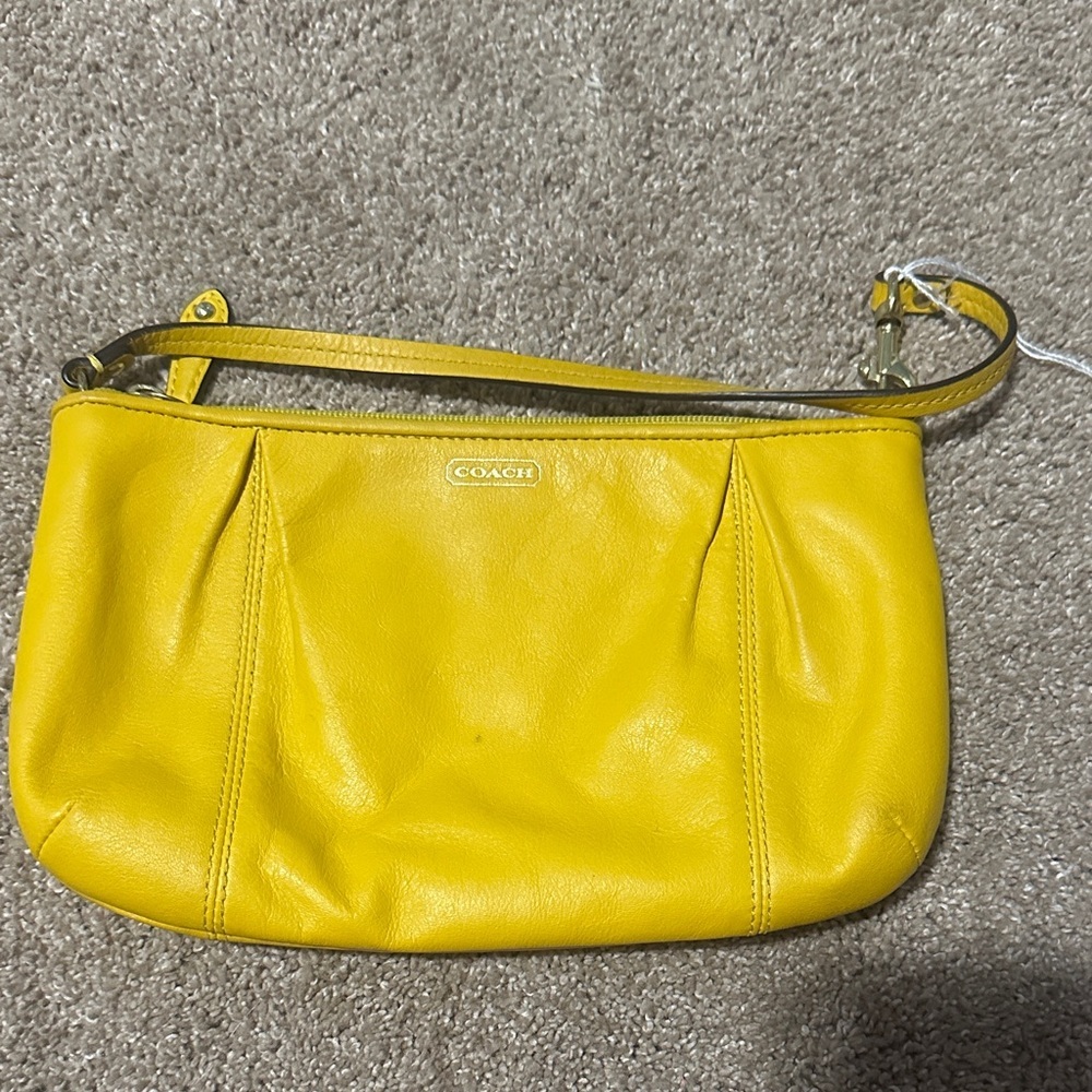 Coach Mustard Leather wristlet